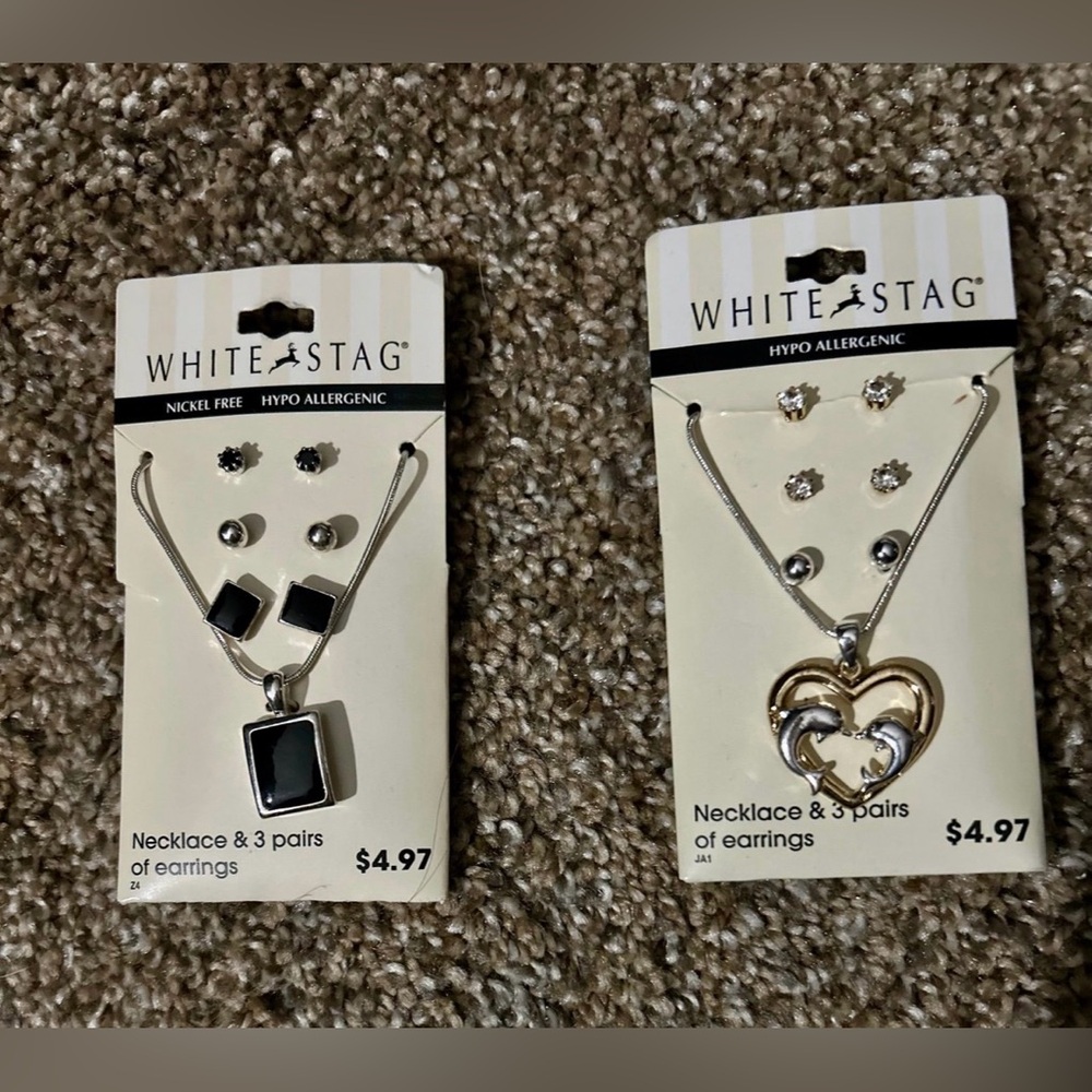 White Stag Necklace & Earring Sets